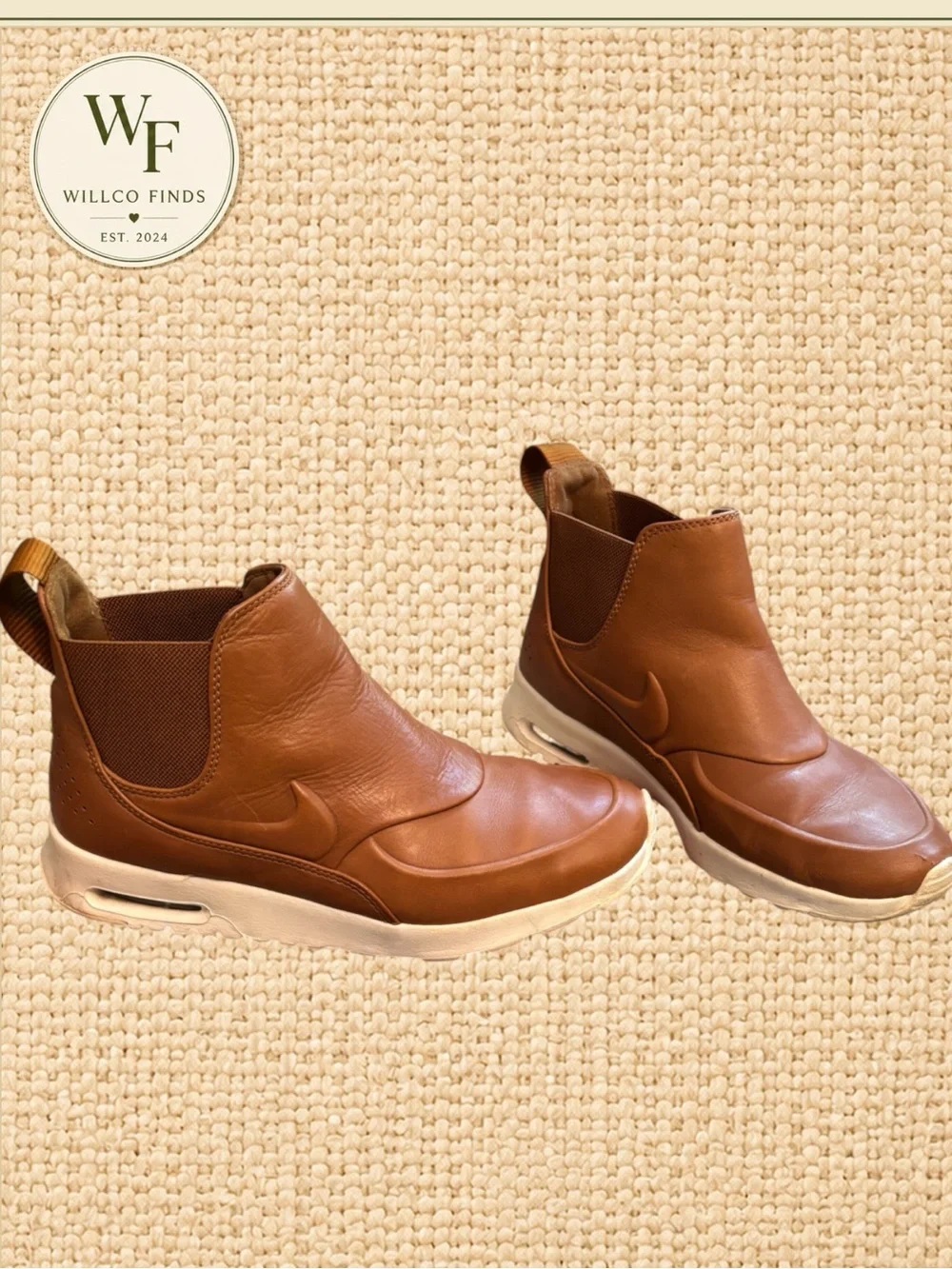 Nike Air Max Thea Mid Ale Brown Leather Chelsea Boots Women’s 7.5 859550-200